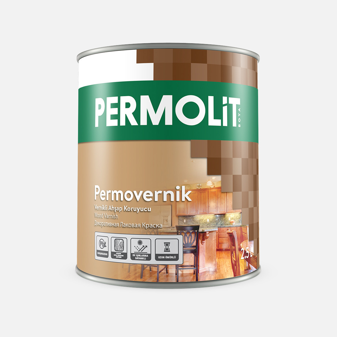    Permolit 2,5 lt Vernikli Ahşap Koruyucu Abanoz Permolit 