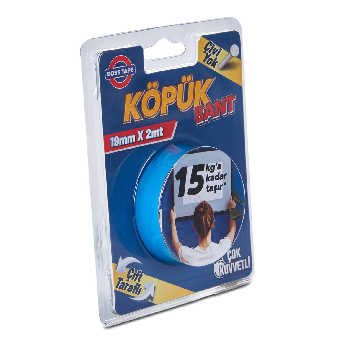    Boss Tape Solvent Akrilik Köpük Montaj Bandı-Mavi 