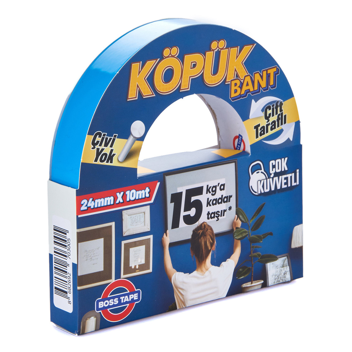    Boss Tape Solvent Akrilik Köpük Montaj Bandı-Mavi  