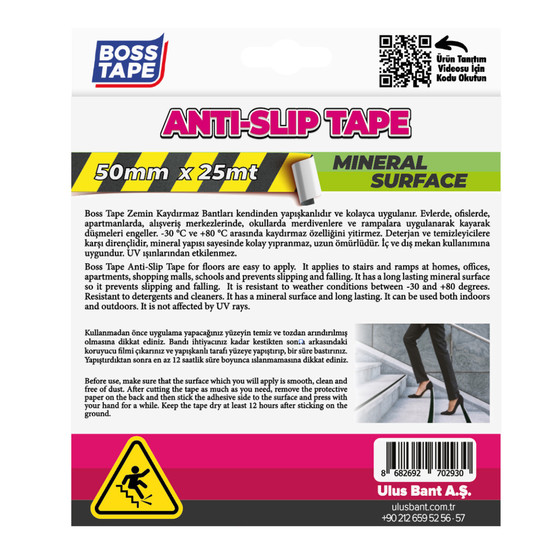 Boss Tape Sarı-Siyah  Zemin Kaydırmazlık Bandı 