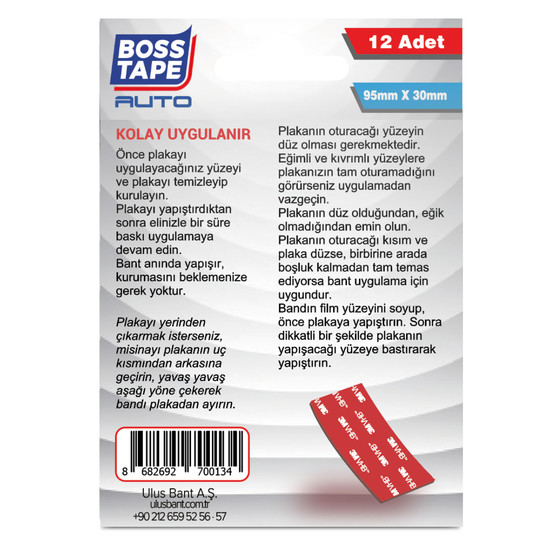 Boss Tape Plaka Yapıştırma Bandı 