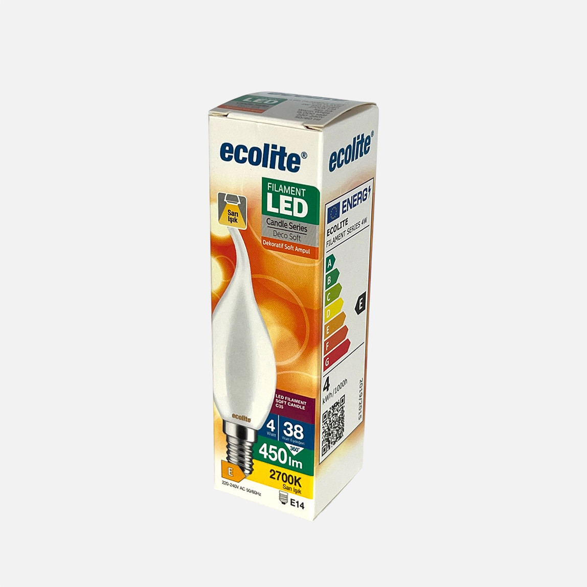    Ecolite Soft Filament C35 4 W Sarı Klasik E14 Duy Led Ampul   