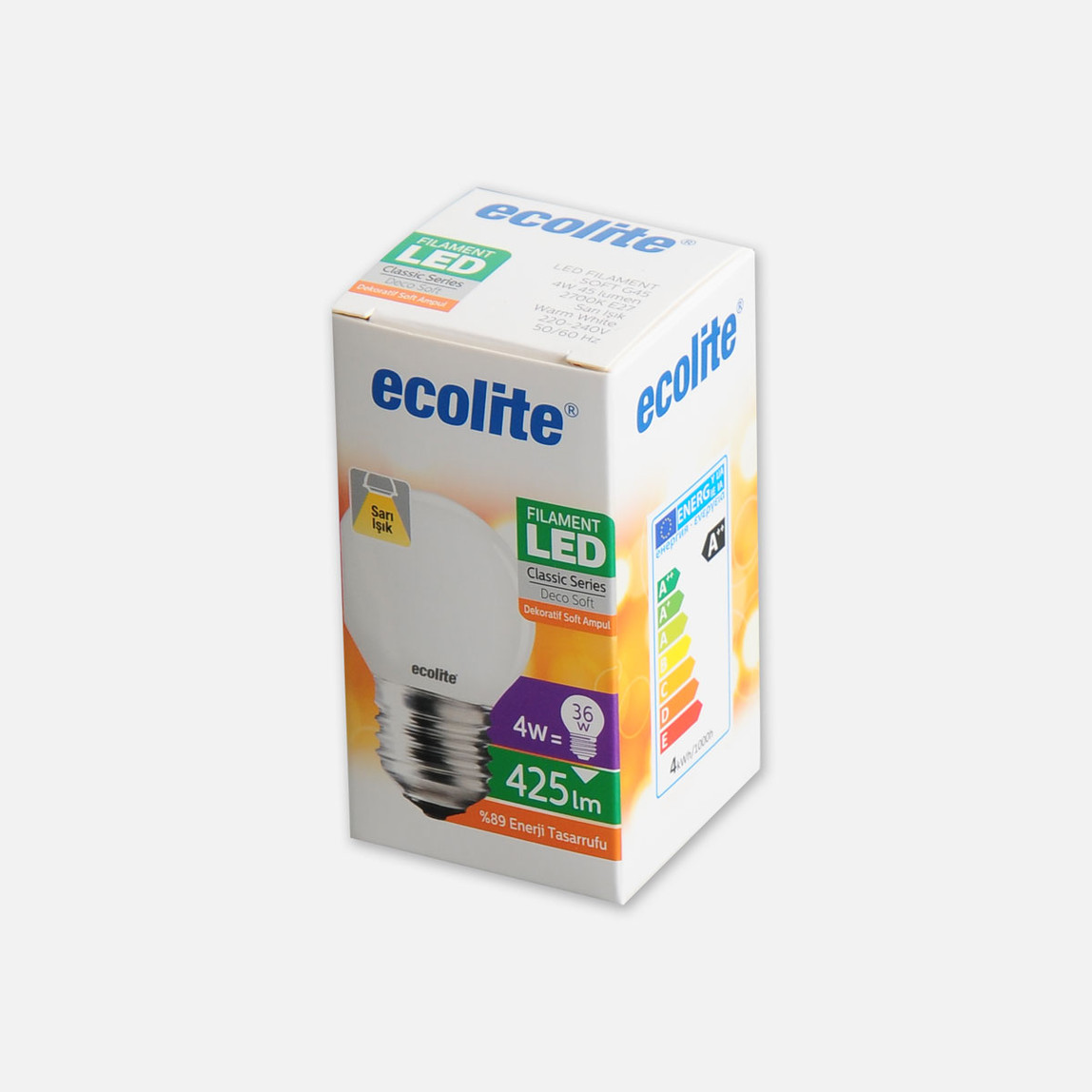    Ecolite Soft Filament G45 4 W Beyaz Klasik E27 Duy Led Ampul   