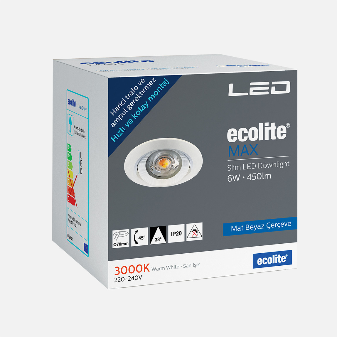    Ecolite Eglo 6.5 W Ledli Yuvarlak Sıvaüstü Spot 1 Adet Beyaz  