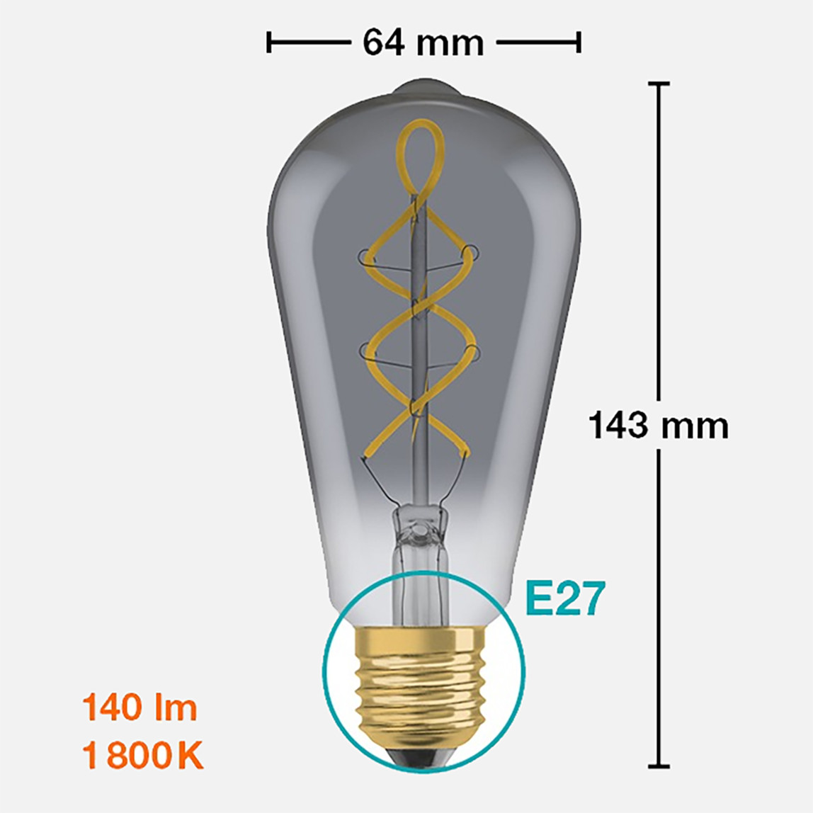    Osram 1906 Led Edison Smoke 5 W Klasik E27 Duy Led Ampul   