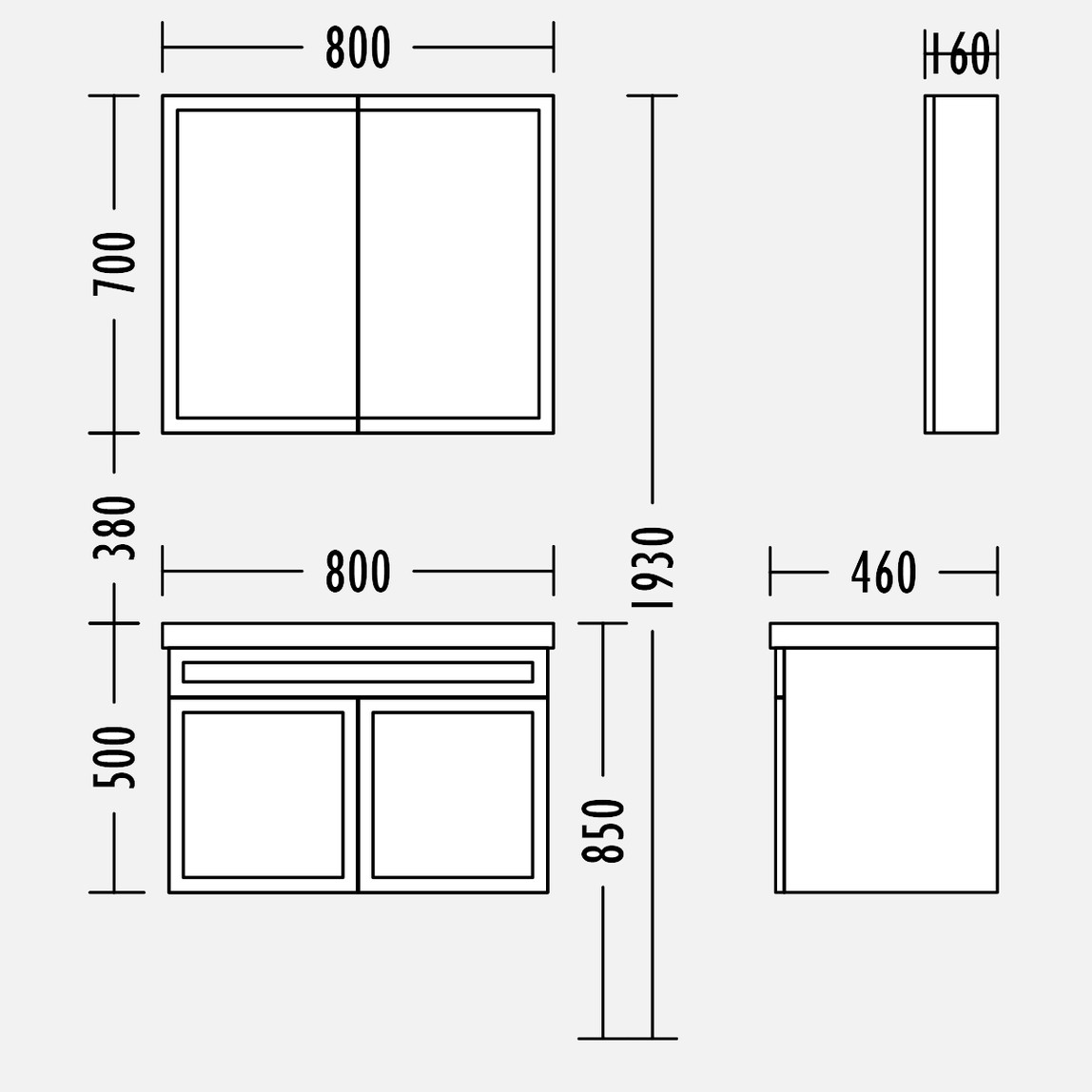    Polka Tria Aynalı 80 cm Takım Banyo Dolabı Beyaz 