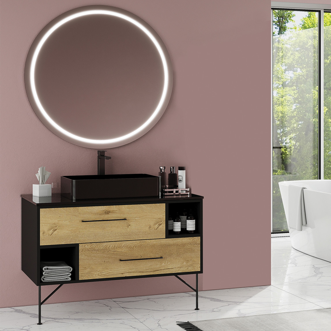   Polka Vila Led Aynalı 100 cm Banyo Dolabı Üst Modül 