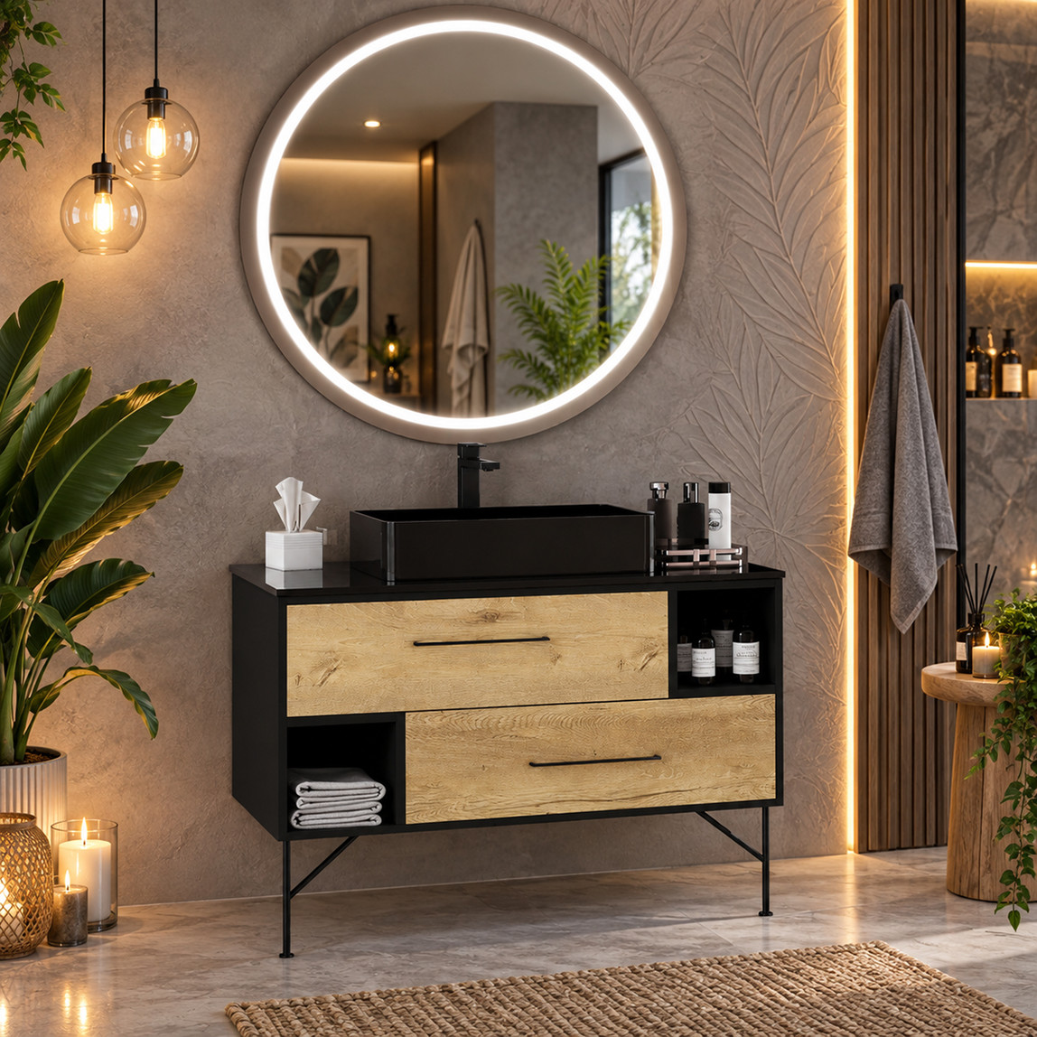    Polka Vila Led Aynalı 100 cm Banyo Dolabı Üst Modül 