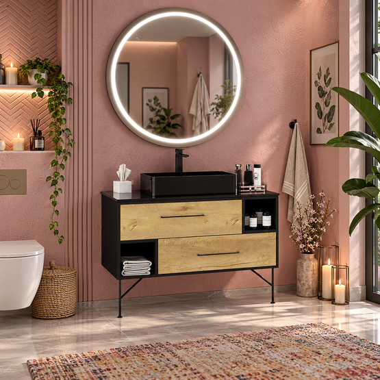 Polka Vila 105 cm Banyo Dolabı Alt Modül Siyah