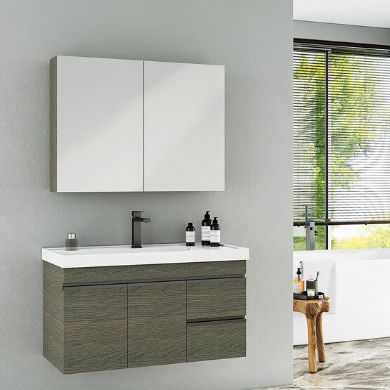 Polka Valin Aynalı 100 cm Takım Banyo Dolabı Beyaz