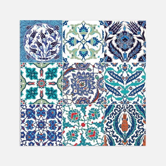 Tink Çini Desenli Çok Renkli Duvar PVC Karo 30 x 30 cm 