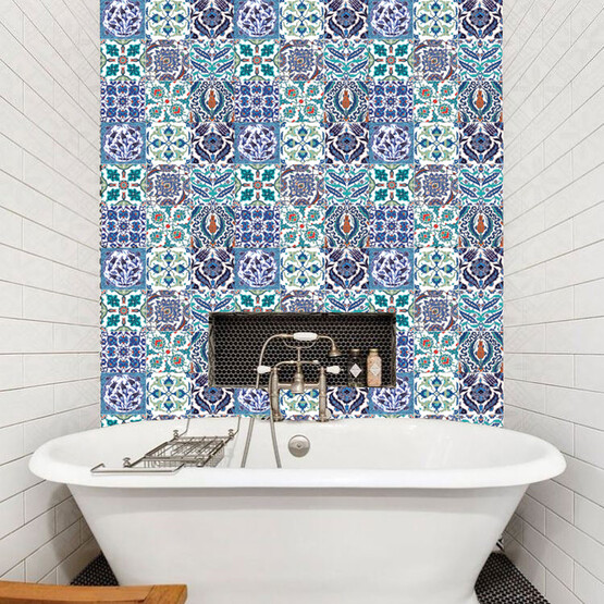 Tink Çini Desenli Çok Renkli Duvar PVC Karo 30 x 30 cm 