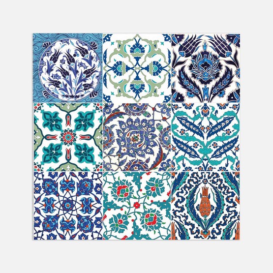 Tink Çini Desenli Çok Renkli Duvar PVC Karo 30 x 30 cm 