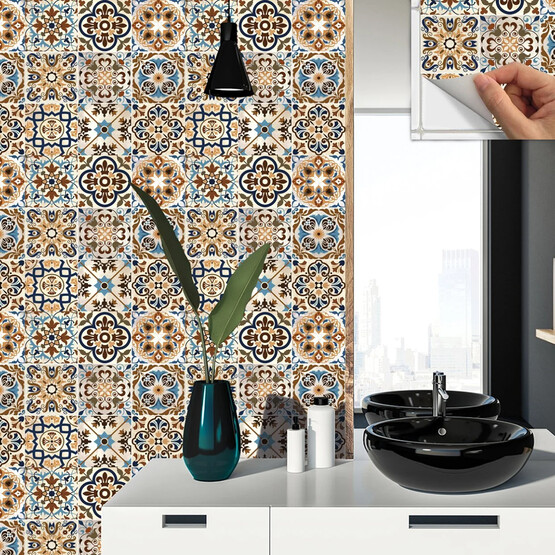 Tink Fas Desenli Çok Renkli Zemin PVC Karola 4’lü Paket 30 x 30 cm 0.5 mm