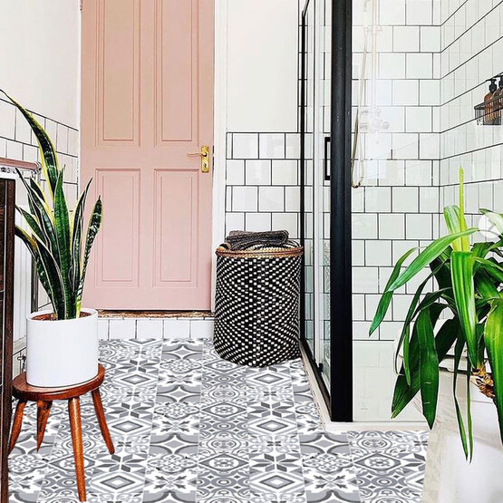 Tink Geometri Desenli Gri Zemin PVC Karo 4’lü Paket 30 x 30 cm