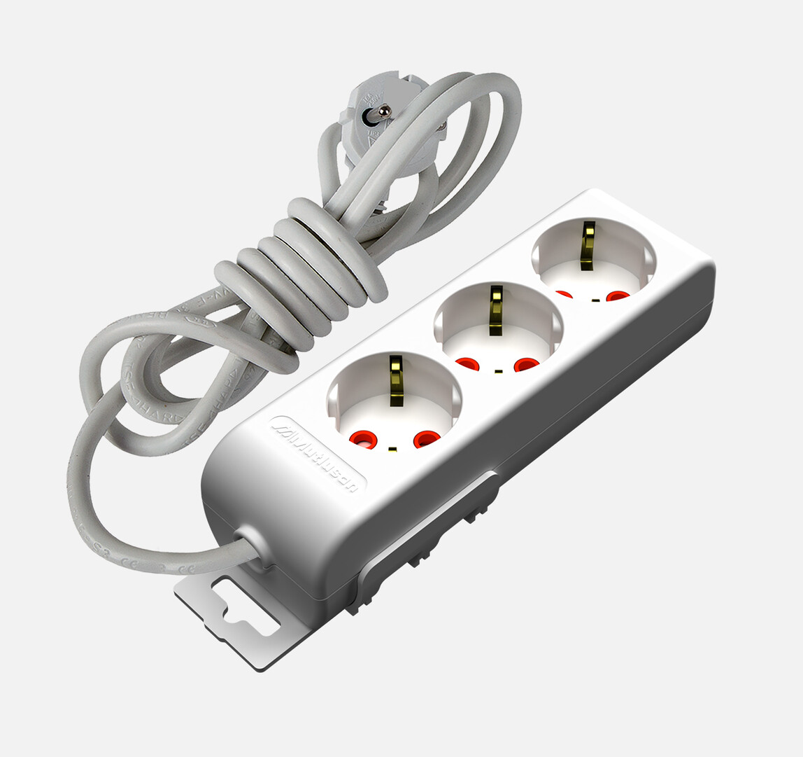    Mutlusan Ri-Tech 3'lü Topraklı Grup Priz Çocuk Korumalı(1 Mt)  