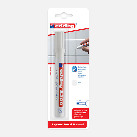 Edding Fayans Derz Kalemi Beyaz  8200 Tekli Blister