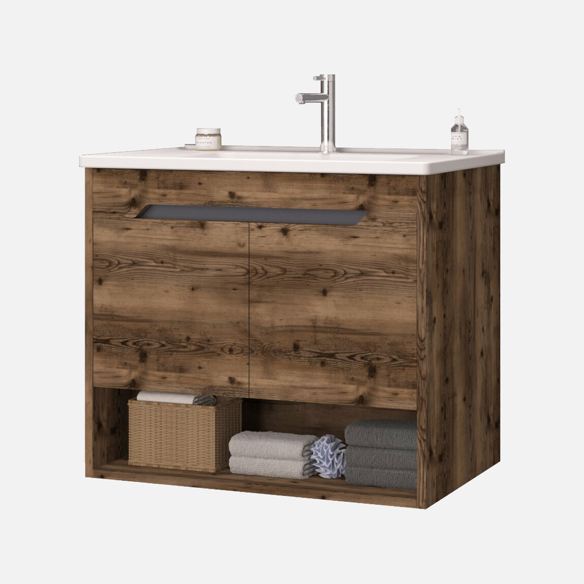    Bonitobagno Biana 80 cm Banyo Dolabı Alt Modül Ceviz 
