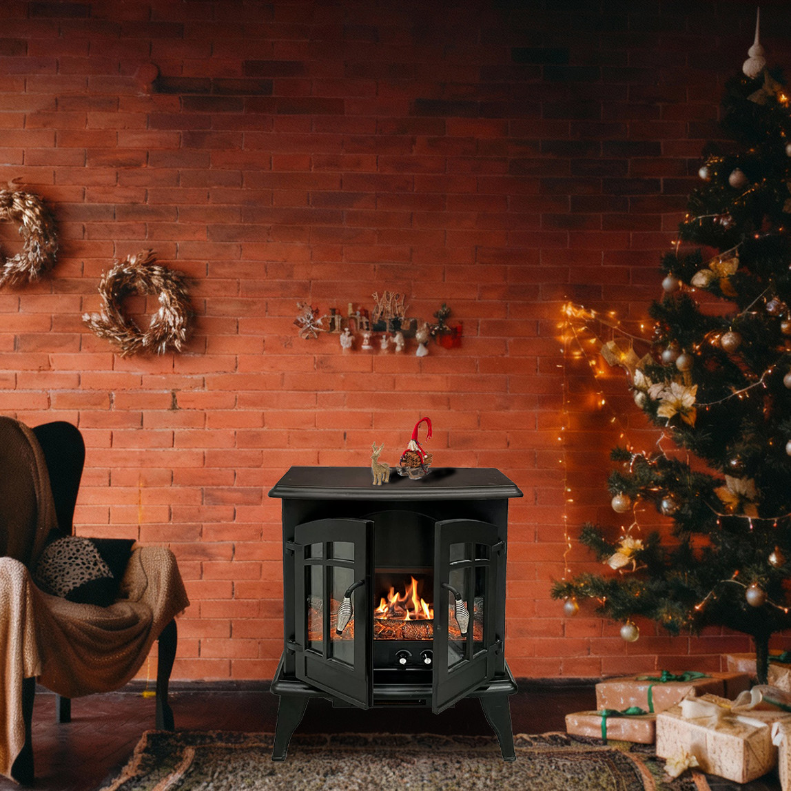    Dlc Lotus 1500W Ayaklı Dekoratif Şömine Siyah 