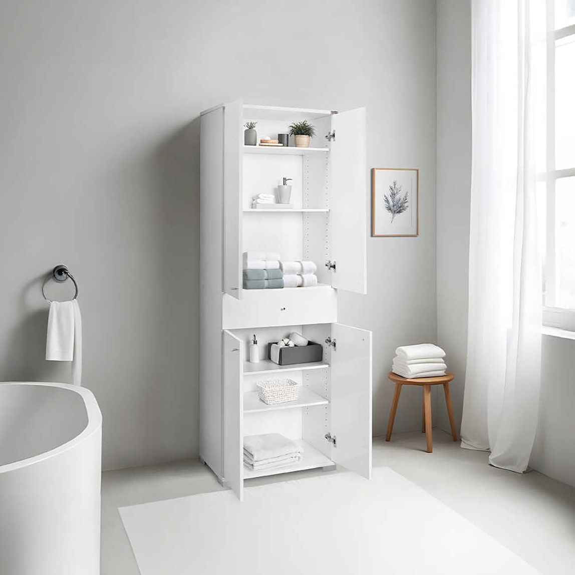    Adore Diamond 4 Kapaklı Tek Çekmeceli Raflı Dolap  