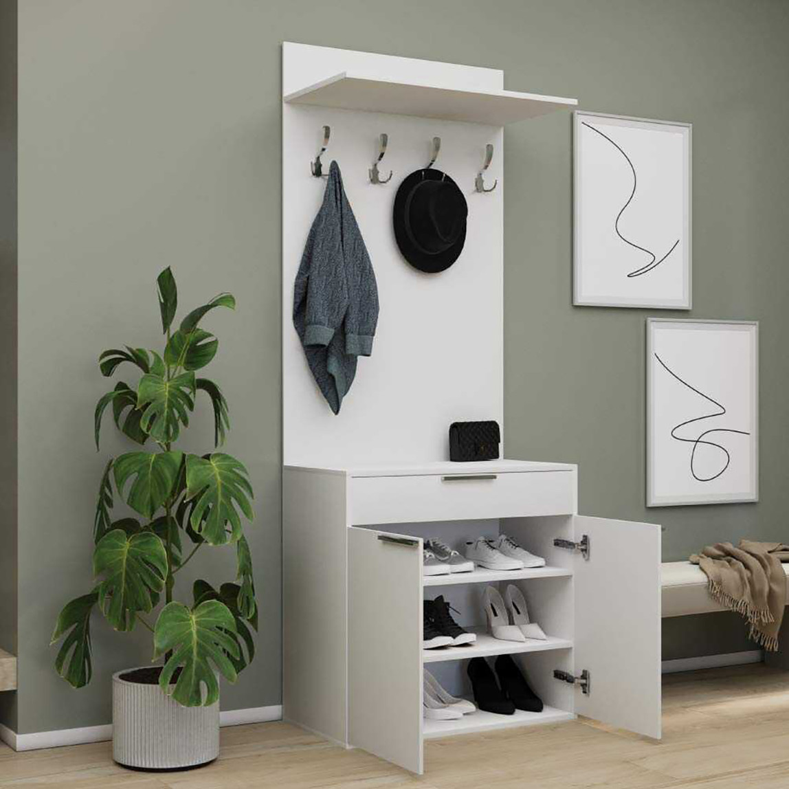    Adore Porto 2 Kapaklı Çekmeceli Portmanto ve Ayakkabılık  