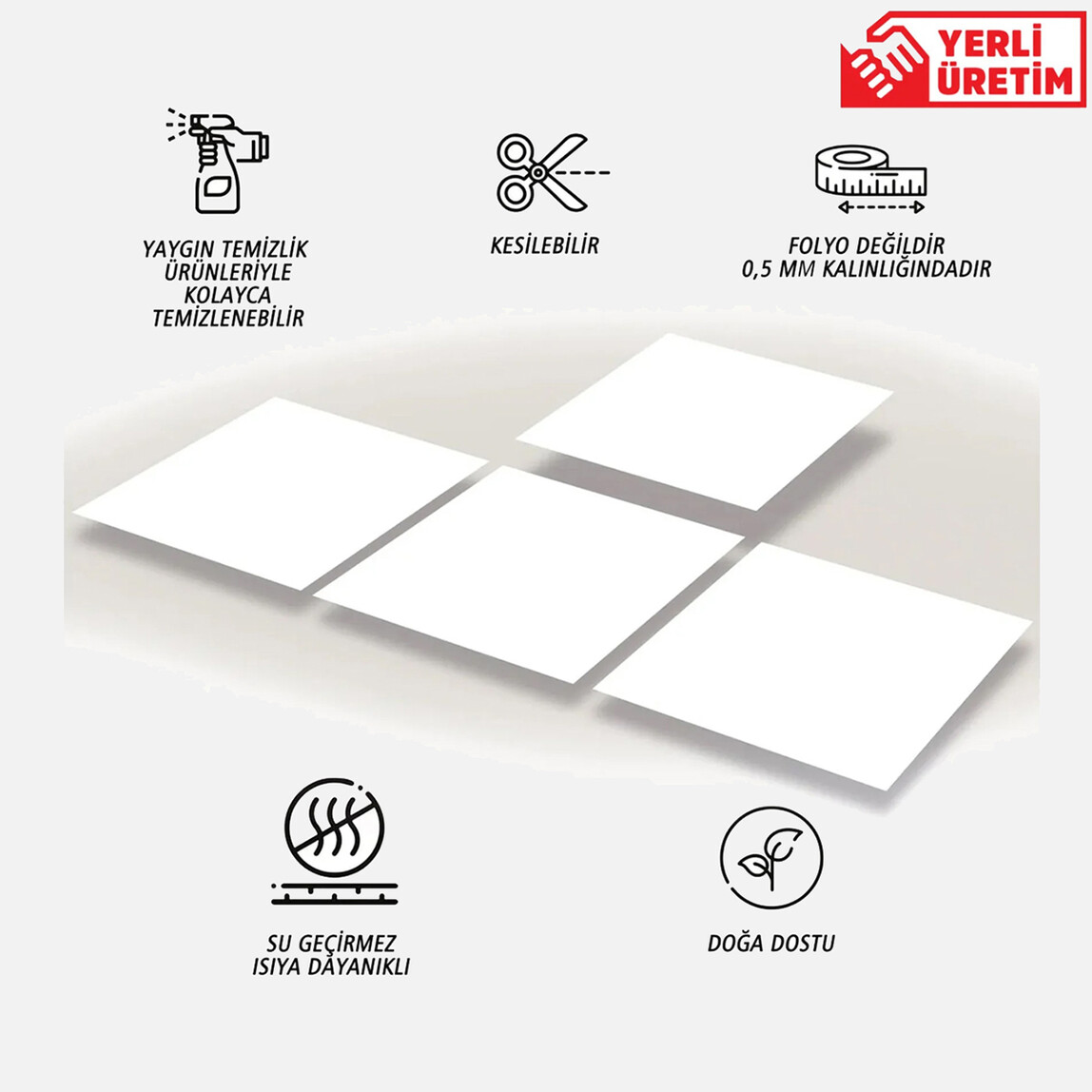    Tink Düz Beyaz Duvar PVC Karo 30 x 30 cm   