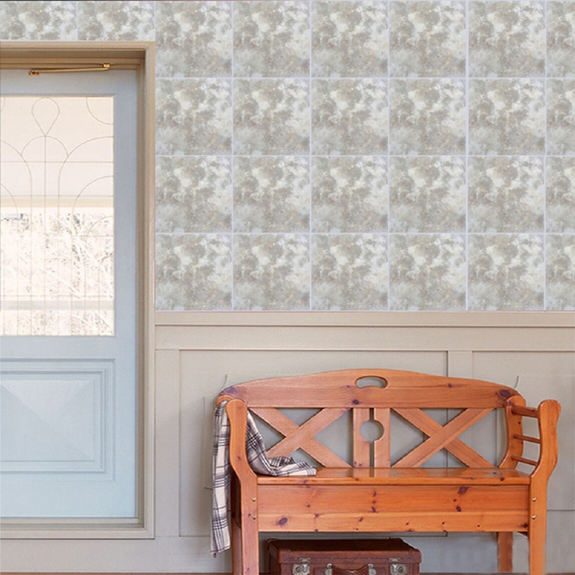    Tink Mermer Desenli Gri Duvar PVC Karola 30 x 30 cm 