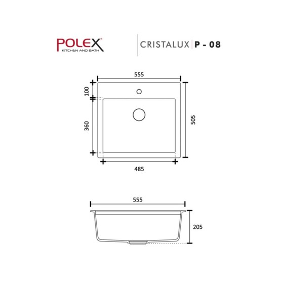 Polex P-08 Damlalıksız Eviye Siyah
