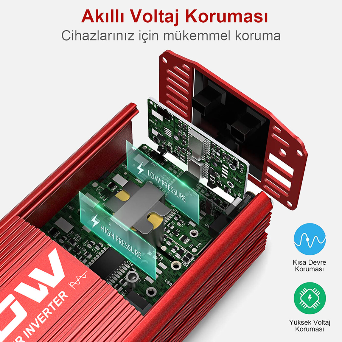    Kobb KBN750 12V/220V 750Watt Tam Sinüs Dönüştürücü İnvertör  
