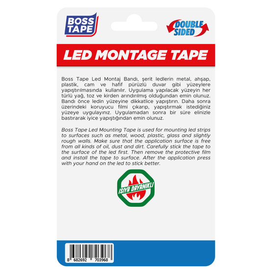 Boss Tape Led Yapıştırma Bandı Şeffaf 10 mm x 6 mt