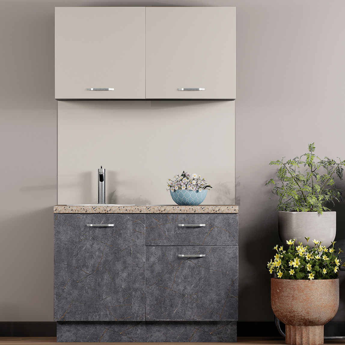    Argemon Verona Ahşap Mutfak Dolabı Antrasit-Kum Taşı 120cm  