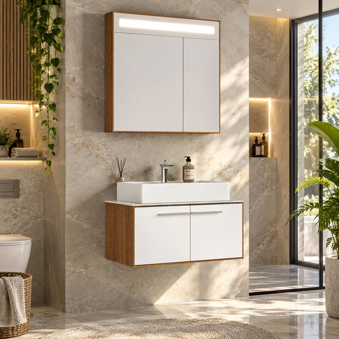    Gold Banyo Juliet Aynasız 75 cm Takım Banyo Dolabı Beyaz 