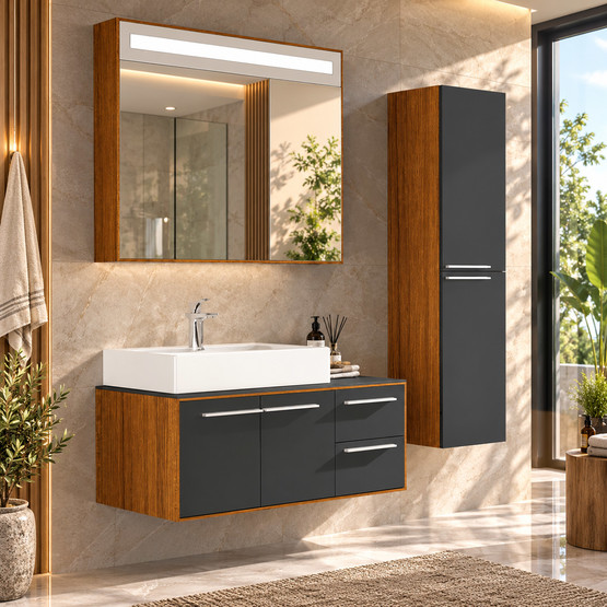 Gold Banyo Juliet Aynasız 90 cm Takım Banyo Dolabı Siyah