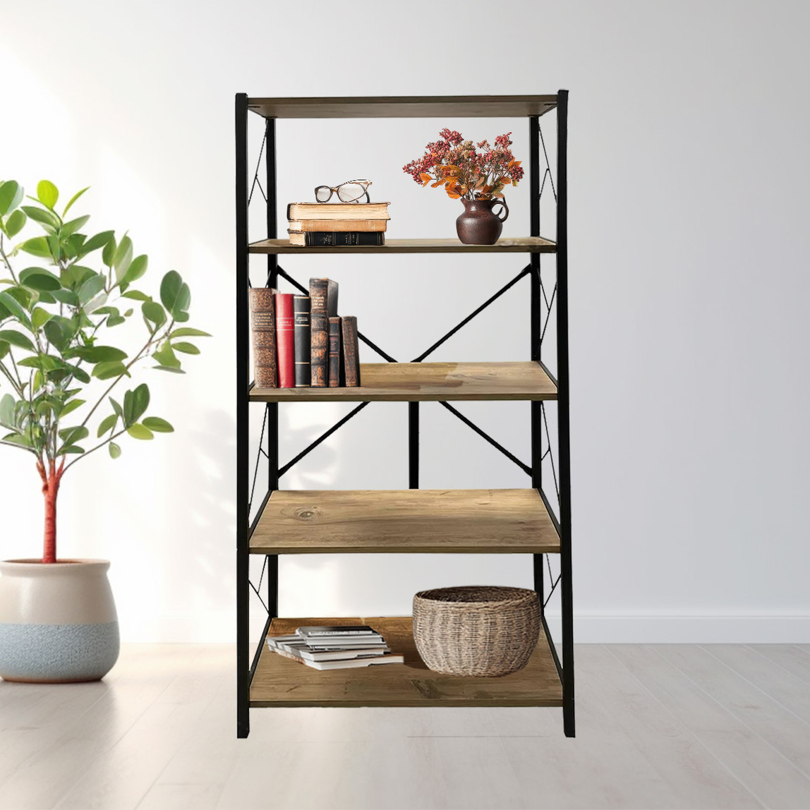    Quick Furni Eko Metal Ayaklı Kitaplık   