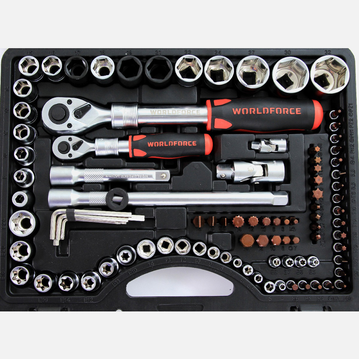    Worldforce Lokma Takımı 114 Parça S-Ultra 1/4''-1/2'' Uzatmalı Cırcır - 11501  