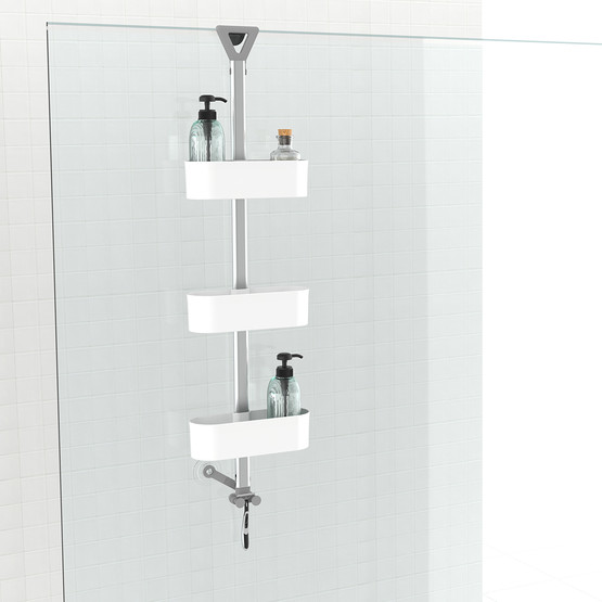 Primanova Yükseklik Ayarlı Oval Banyo Rafı 2li Beyaz 