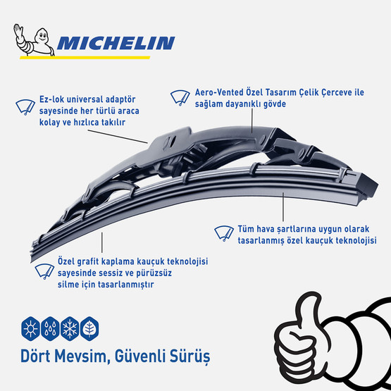 Michelin Rainforce MC13926 65cm 1 Adet Universal Telli Silecek 