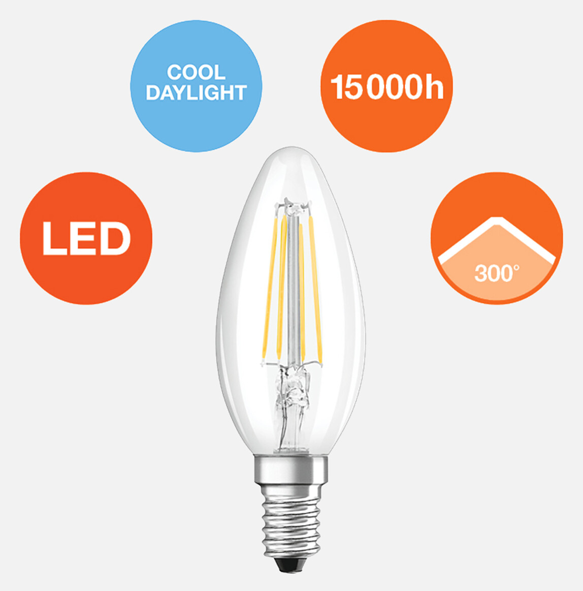    Ledv Led Filemant CLB 40 4 W Beyaz E14 LED Ampul 