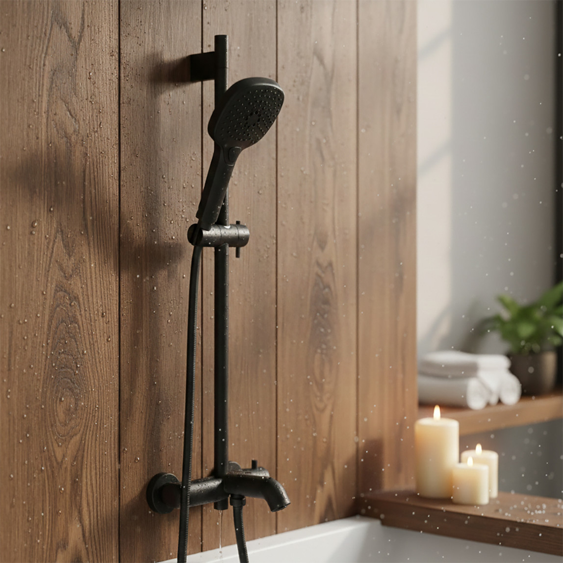    Adell Mode S Siyah Sürgülü Duş Seti  