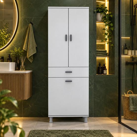 Movemo Eko 119 2 Kapaklı Sepetli 180X60X40 cm Banyo Dolabı 