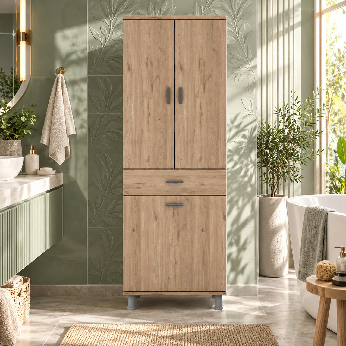    Movemo Eko 119 2 Kapaklı Sepetli 180X60X40 cm Banyo Dolabı  