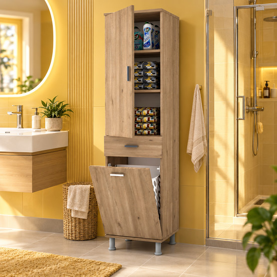 Movemo Eko 130 2 Kapaklı Sepetli 180X40X40 cm Banyo Dolabı 
