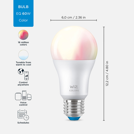 Wiz A60 60 W Renkli E27 LED Ampul