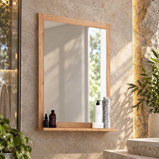 Gold Banyo Berlutti Aynalı 70 cm Banyo Dolabı Üst Modül Açık Ceviz