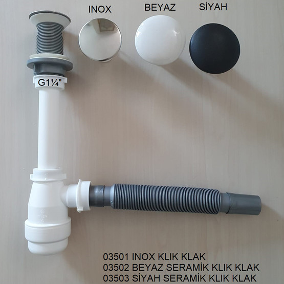Adell Mini Gövdeli Siyah Seramik Basmalı Lavabo Sifonu 