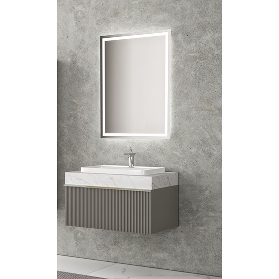 Gold Banyo Agata Aynalı 80 cm Takım Banyo Dolabı Antrasit