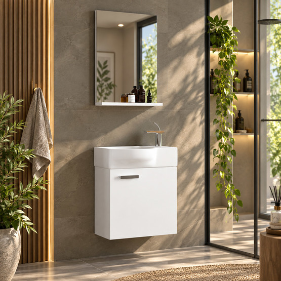 Gold Banyo Mini Aynalı 45 cm Takım Banyo Dolabı Beyaz