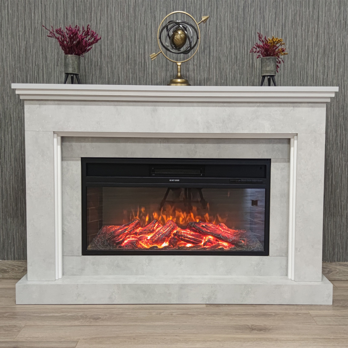    Dlc 1800W Retro Beton Desenli Dekoratif Şömine 