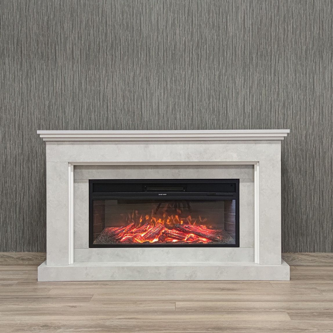    Dlc 1800W Retro Beton Desenli Dekoratif Şömine 