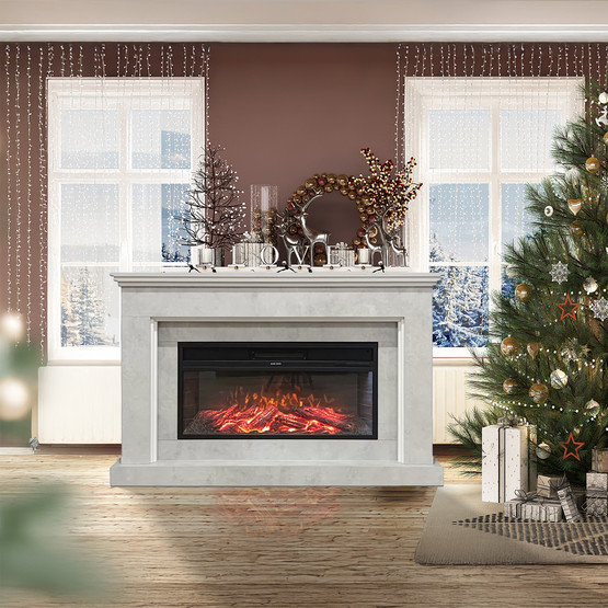 Dlc 1800W Retro Beton Desenli Dekoratif Şömine